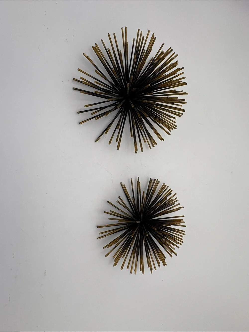 Mid-Century Modern Style Starburst/Sea Urchin Wall Hangings in Gold and Black